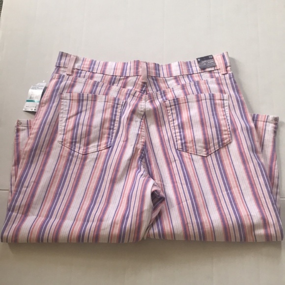 NWT Gloria Vanderbilt ribbon pink stripe Amanda Capris - Picture 5 of 8